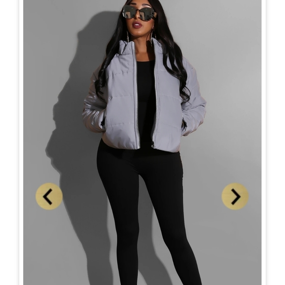 Silver Glow Puff Jacket - Picture 1 of 5